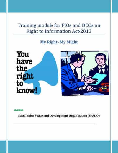 Training module for PIOs and DCOs on Right to Information Act-2013