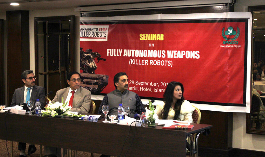 Ban Killer Robots before its too late, Ban Fully Autonomous Weapon Systems, a Seminar by SPADO at Islamabad